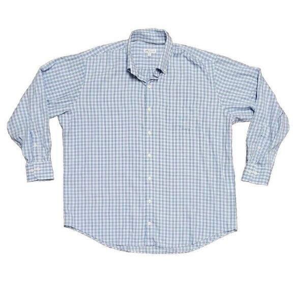 Mens‎ Peter Millar Button Down Shirt Blue Checkered XL With Pocket - Picture 1 of 7